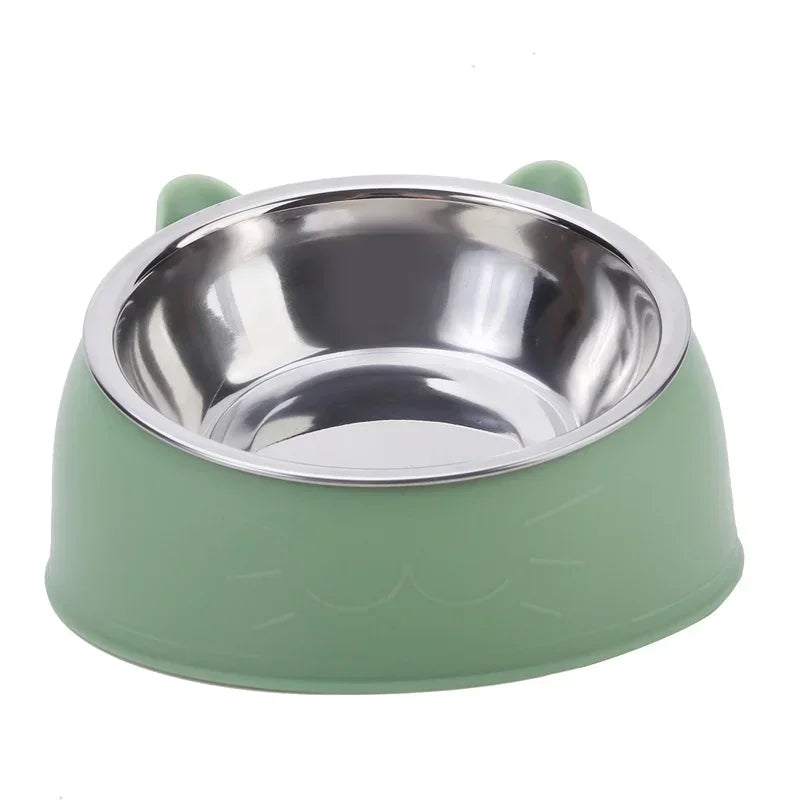 Elevated Tilted Cat Bowl – Stainless Steel Feeding Dish for Cats and Small Dogs