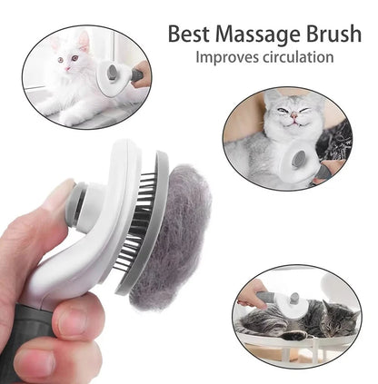 Self-Cleaning Pet Grooming Brush – Stainless Steel Hair Remover for Dogs & Cats with Long or Short Hair