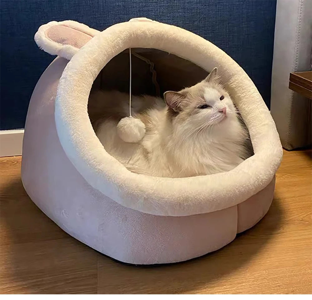 Cozy Cat Cave Bed – Foldable & Washable with Removable Cushion