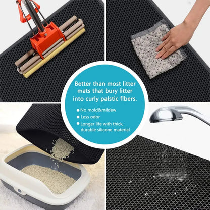 Double Layer Cat Litter Trap Mat – Waterproof, Non-Slip & Easy to Wash