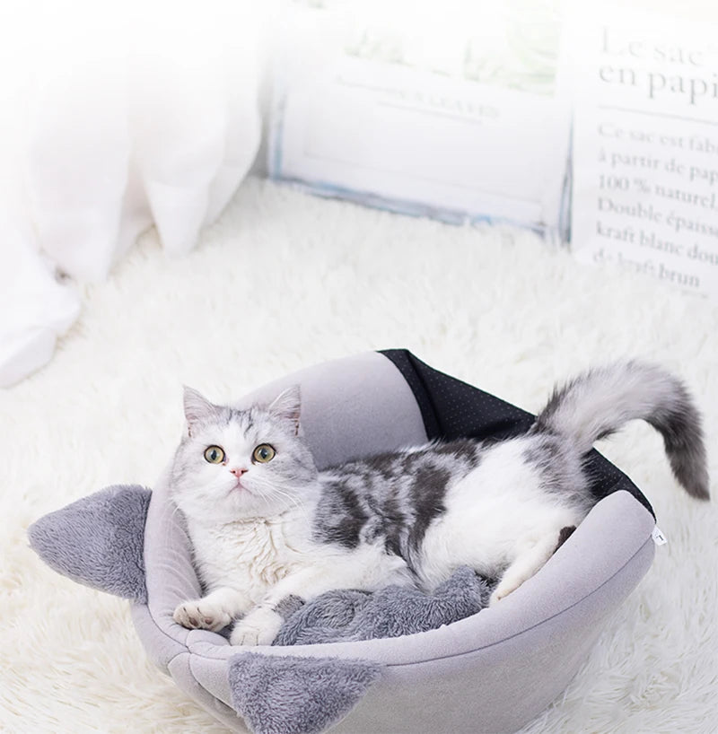 Cozy Deep Sleep Cat Cave Bed – Warm Winter House with Removable Cushion for Cats and Small Dogs
