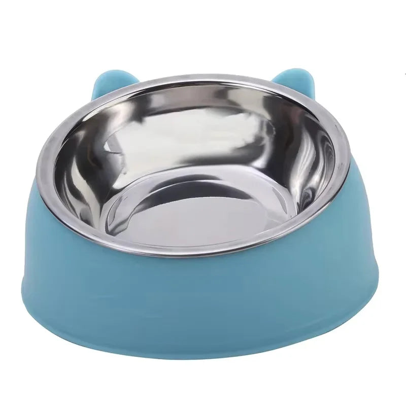Elevated Tilted Cat Bowl – Stainless Steel Feeding Dish for Cats and Small Dogs