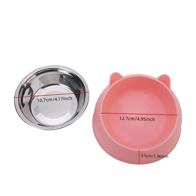 Elevated Tilted Cat Bowl – Stainless Steel Feeding Dish for Cats and Small Dogs