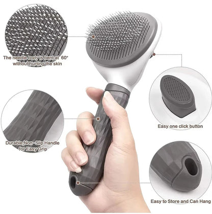 Self-Cleaning Pet Grooming Brush – Stainless Steel Hair Remover for Dogs & Cats with Long or Short Hair