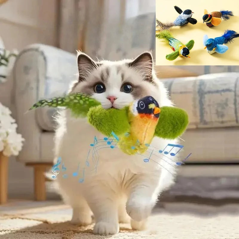 Interactive Bird Cat Toy – Realistic Sounds & Catnip – Wall-Mountable for Indoor Fun and Feline Enrichment