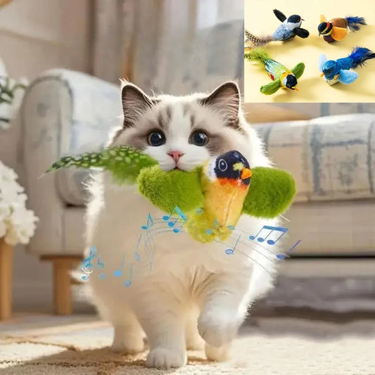 Interactive Bird Cat Toy – Realistic Sounds & Catnip – Wall-Mountable for Indoor Fun and Feline Enrichment