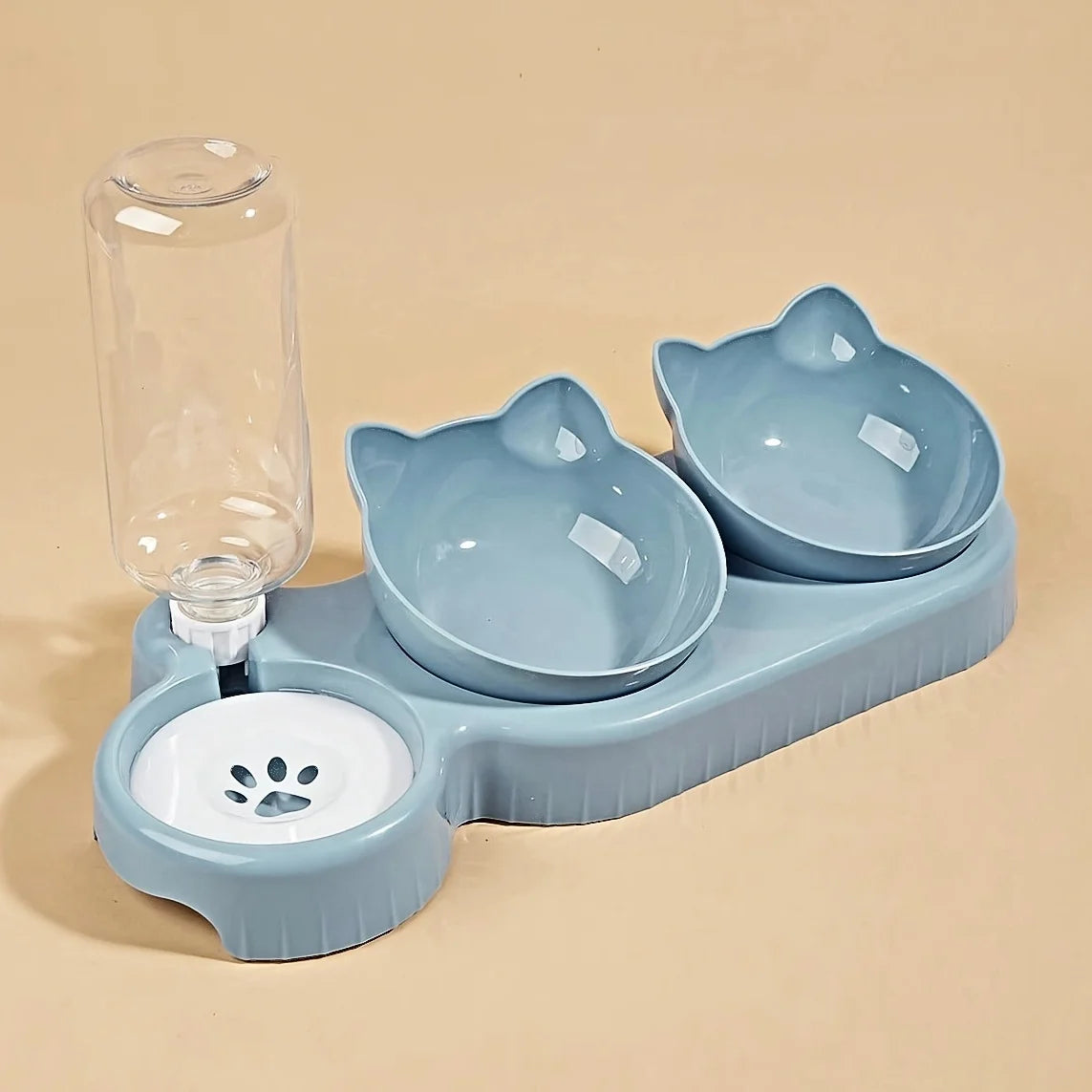 3-in-1 Elevated Pet Bowl with Automatic Water Dispenser – Ergonomic Design for Cats and Small Dogs