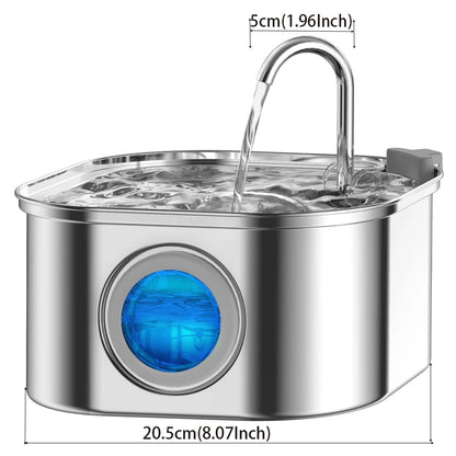 3.2L Automatic Pet Water Fountain - Stainless Steel Smart Dispenser with Visual Window for Cats and Dogs