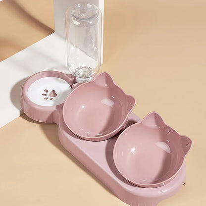 3-in-1 Elevated Pet Bowl with Automatic Water Dispenser – Ergonomic Design for Cats and Small Dogs
