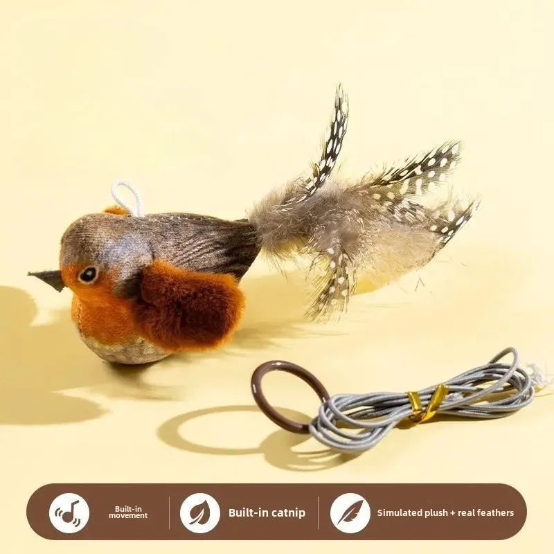 Interactive Bird Cat Toy – Realistic Sounds & Catnip – Wall-Mountable for Indoor Fun and Feline Enrichment
