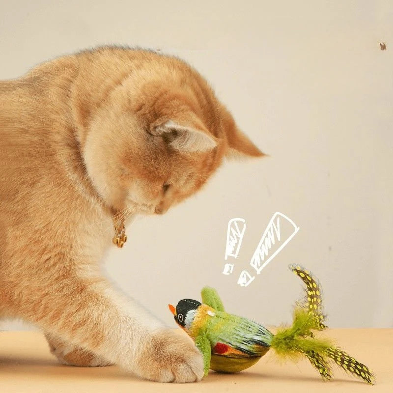 Interactive Bird Cat Toy – Realistic Sounds & Catnip – Wall-Mountable for Indoor Fun and Feline Enrichment