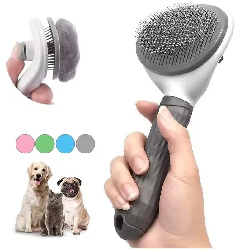 Self-Cleaning Pet Grooming Brush – Stainless Steel Hair Remover for Dogs & Cats with Long or Short Hair