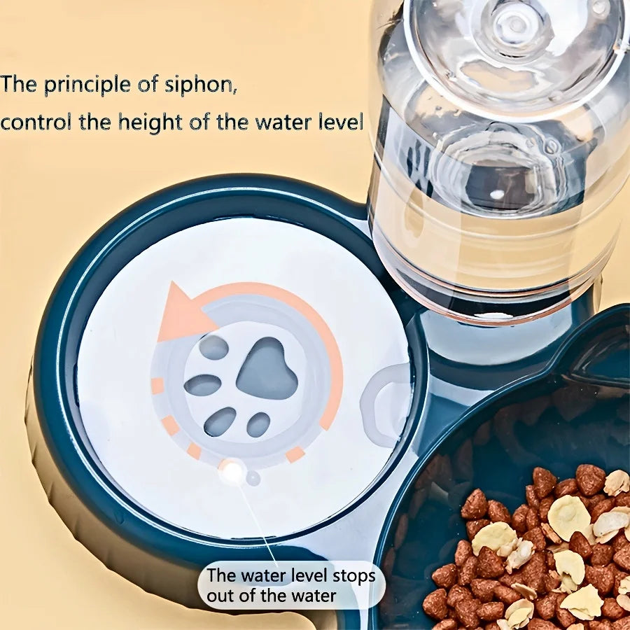 3-in-1 Elevated Pet Bowl with Automatic Water Dispenser – Ergonomic Design for Cats and Small Dogs