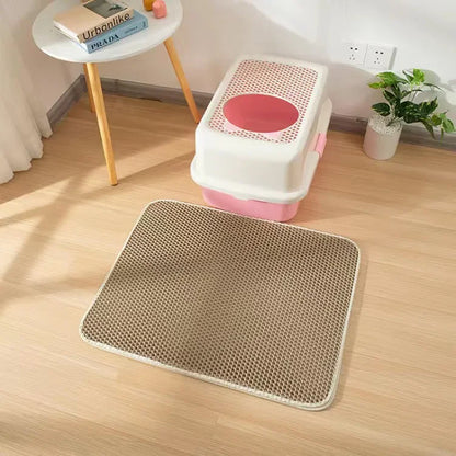 Double Layer Cat Litter Trap Mat – Waterproof, Non-Slip & Easy to Wash