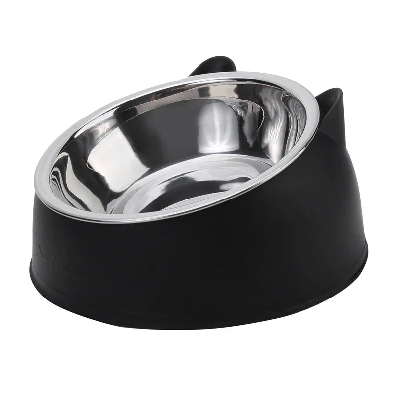 Elevated Tilted Cat Bowl – Stainless Steel Feeding Dish for Cats and Small Dogs