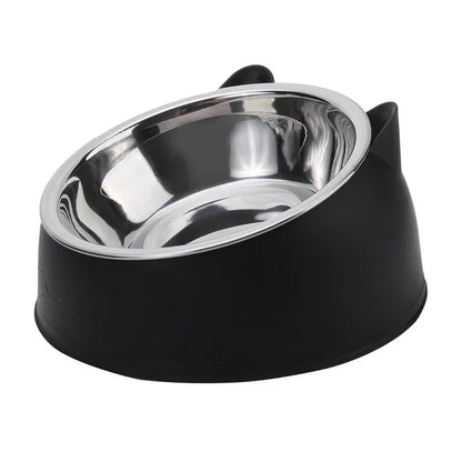 Elevated Tilted Cat Bowl – Stainless Steel Feeding Dish for Cats and Small Dogs