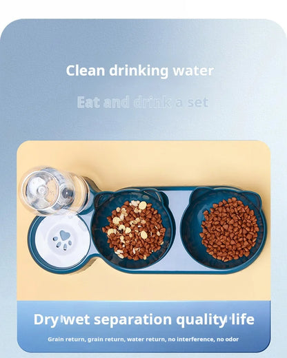 3-in-1 Elevated Pet Bowl with Automatic Water Dispenser – Ergonomic Design for Cats and Small Dogs