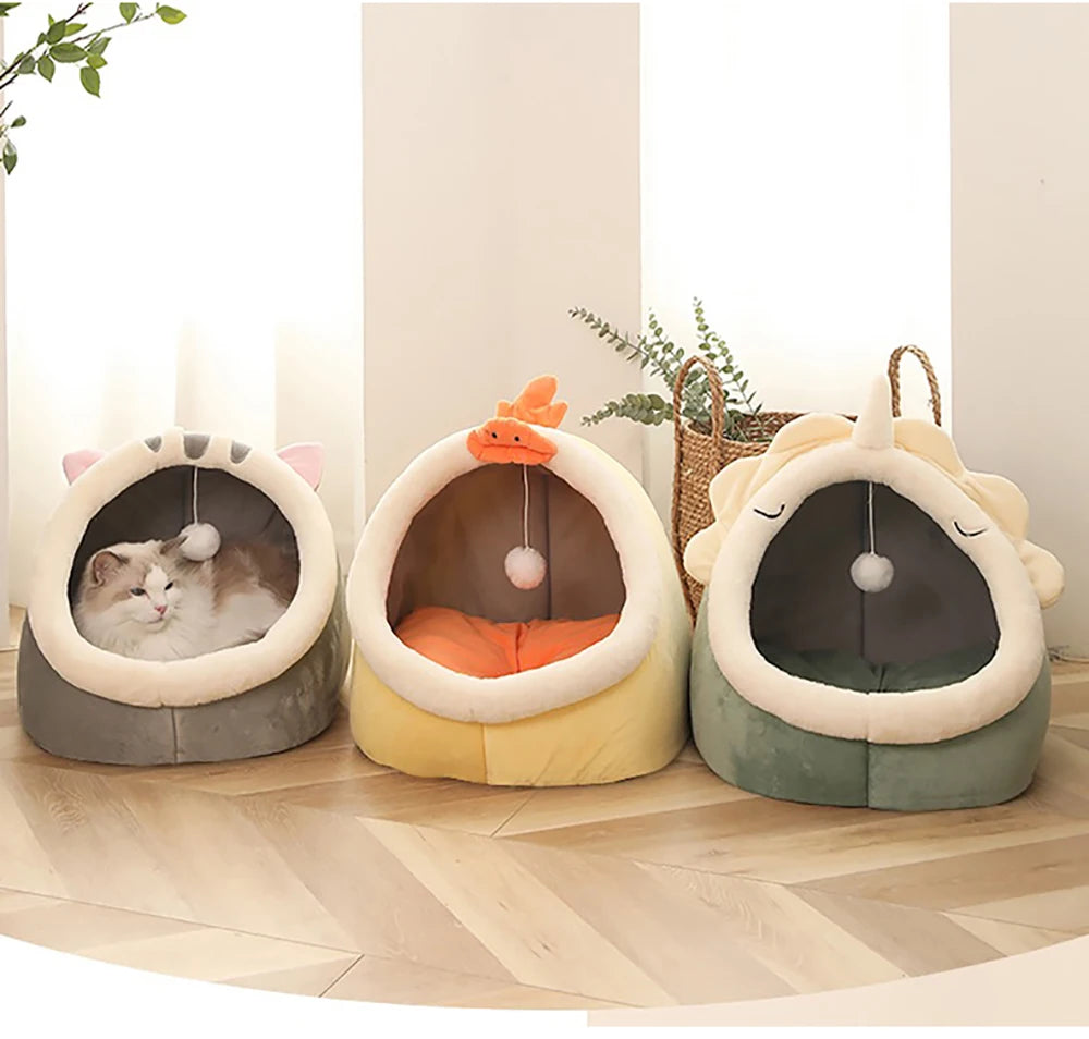 Cozy Cat Cave Bed – Foldable & Washable with Removable Cushion