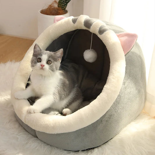Cozy Cat Cave Bed – Foldable & Washable with Removable Cushion