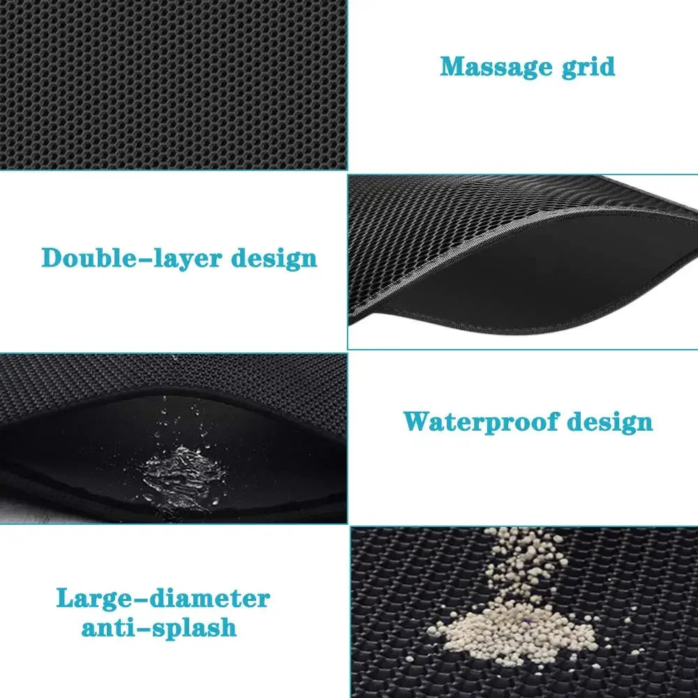 Double Layer Cat Litter Trap Mat – Waterproof, Non-Slip & Easy to Wash
