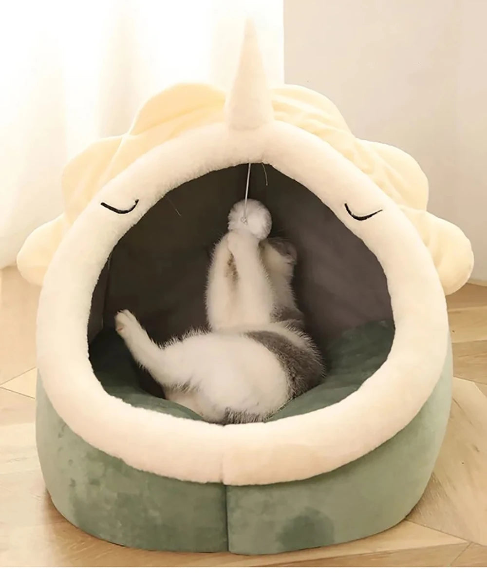 Cozy Cat Cave Bed – Foldable & Washable with Removable Cushion