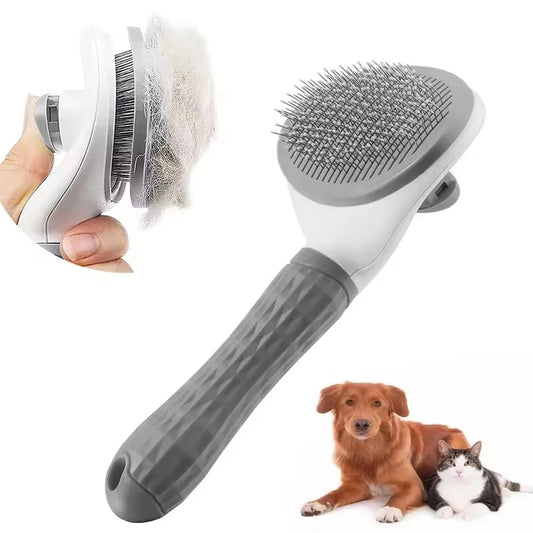 Self-Cleaning Pet Grooming Brush – Stainless Steel Hair Remover for Dogs & Cats with Long or Short Hair
