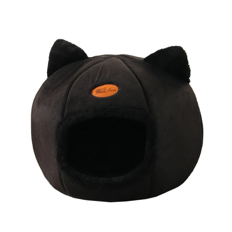 Cozy Deep Sleep Cat Cave Bed – Warm Winter House with Removable Cushion for Cats and Small Dogs