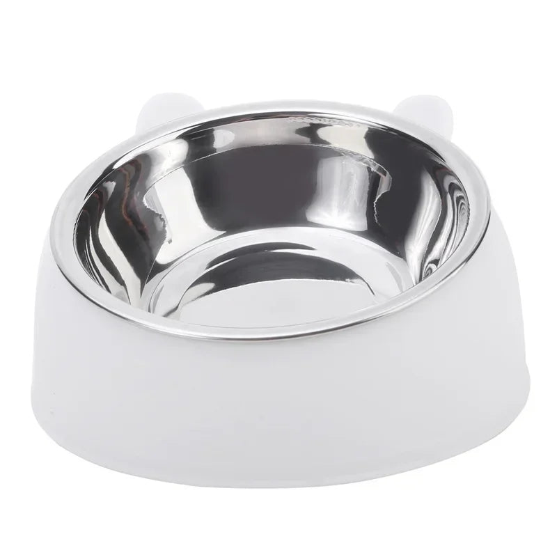 Elevated Tilted Cat Bowl – Stainless Steel Feeding Dish for Cats and Small Dogs