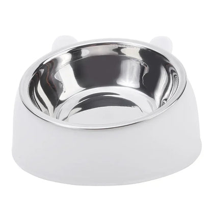 Elevated Tilted Cat Bowl – Stainless Steel Feeding Dish for Cats and Small Dogs