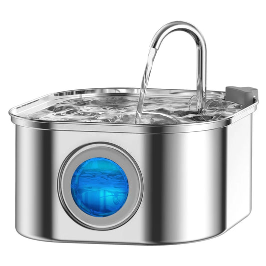 3.2L Automatic Pet Water Fountain - Stainless Steel Smart Dispenser with Visual Window for Cats and Dogs