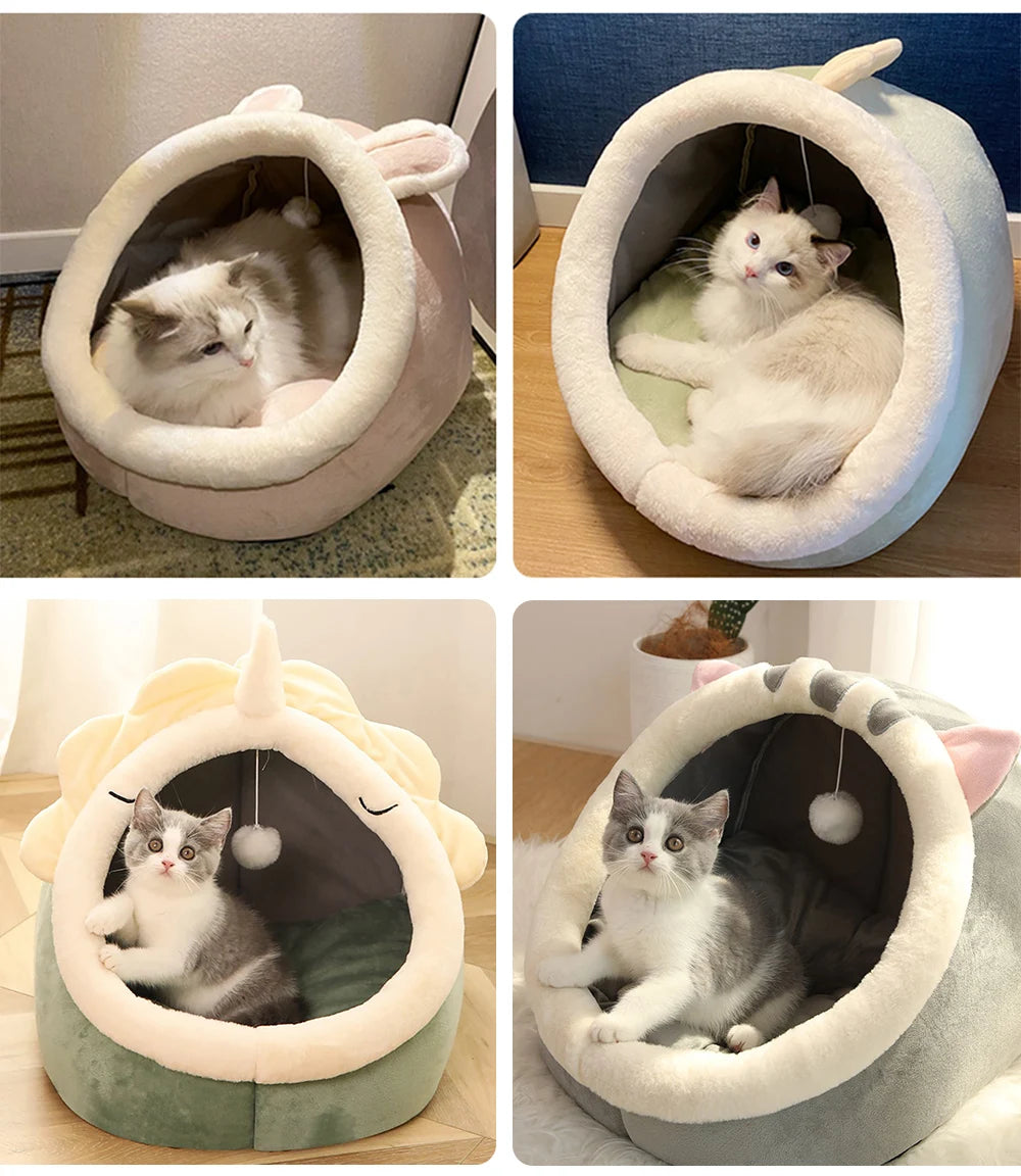 Cozy Cat Cave Bed – Foldable & Washable with Removable Cushion
