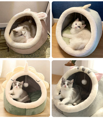 Cozy Cat Cave Bed – Foldable & Washable with Removable Cushion