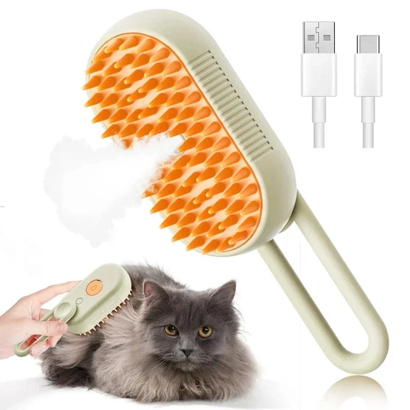 SteamBrush 3-in-1 Electric Pet Grooming Brush – Clean, Massage & Shine in One Go!
