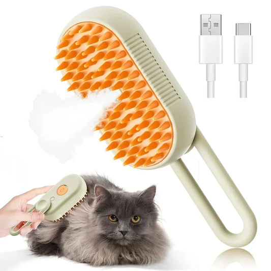 SteamBrush 3-in-1 Electric Pet Grooming Brush – Clean, Massage & Shine in One Go!