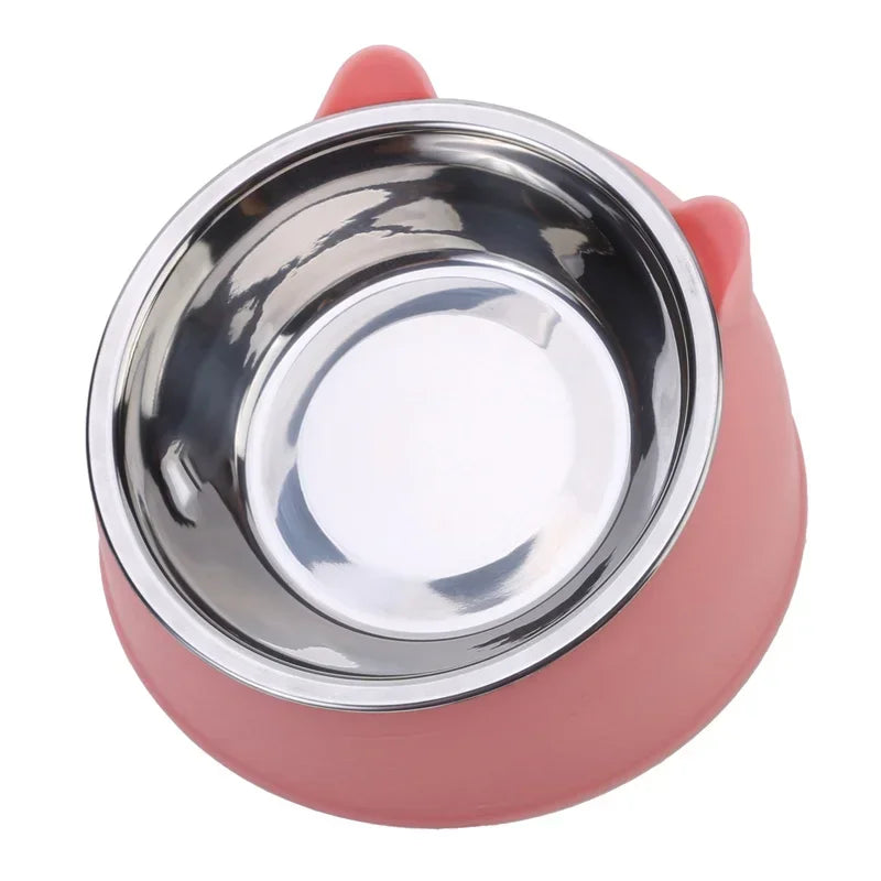Elevated Tilted Cat Bowl – Stainless Steel Feeding Dish for Cats and Small Dogs