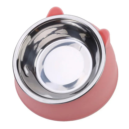 Elevated Tilted Cat Bowl – Stainless Steel Feeding Dish for Cats and Small Dogs