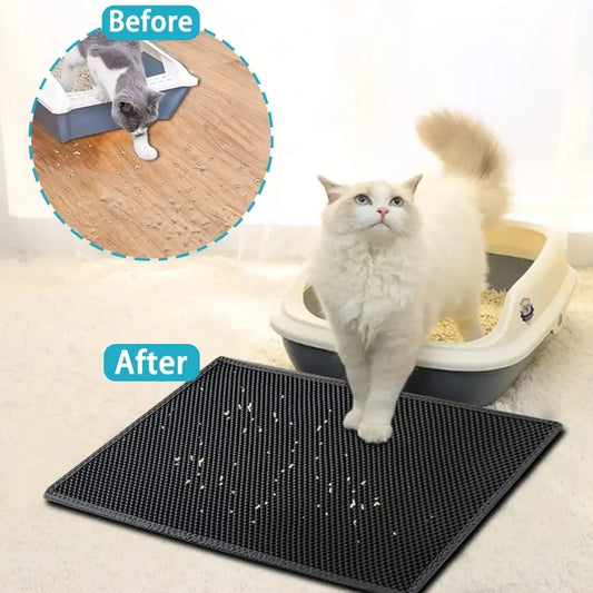 Double Layer Cat Litter Trap Mat – Waterproof, Non-Slip & Easy to Wash