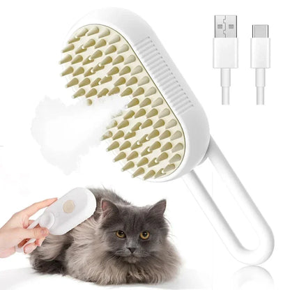 SteamBrush 3-in-1 Electric Pet Grooming Brush – Clean, Massage & Shine in One Go!