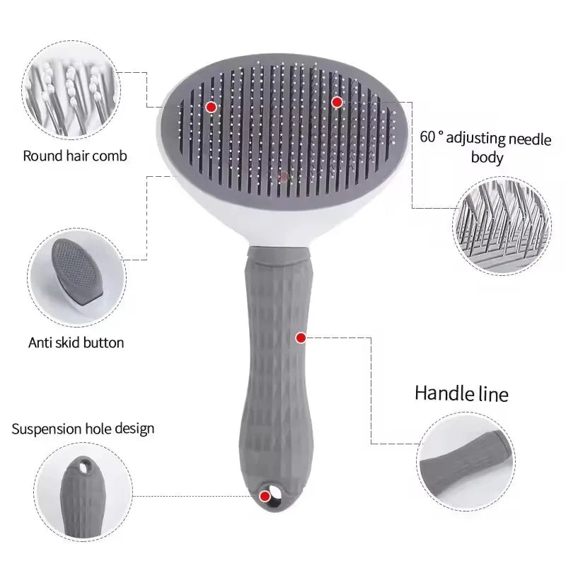 Self-Cleaning Pet Grooming Brush – Stainless Steel Hair Remover for Dogs & Cats with Long or Short Hair