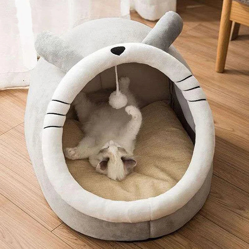 Cozy Cat Cave Bed – Foldable & Washable with Removable Cushion