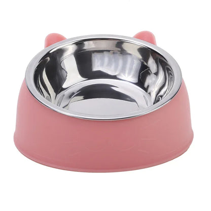 Elevated Tilted Cat Bowl – Stainless Steel Feeding Dish for Cats and Small Dogs