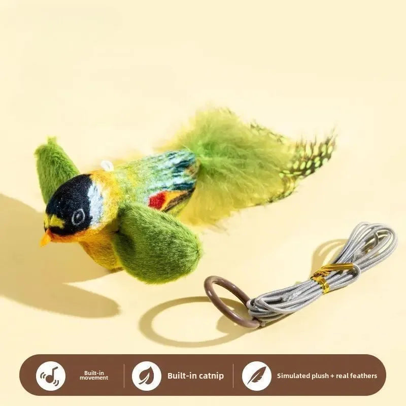 Interactive Bird Cat Toy – Realistic Sounds & Catnip – Wall-Mountable for Indoor Fun and Feline Enrichment
