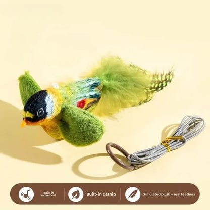Interactive Bird Cat Toy – Realistic Sounds & Catnip – Wall-Mountable for Indoor Fun and Feline Enrichment