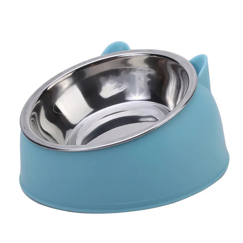 Elevated Tilted Cat Bowl – Stainless Steel Feeding Dish for Cats and Small Dogs