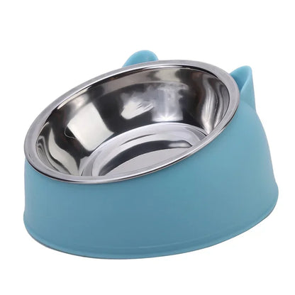 Elevated Tilted Cat Bowl – Stainless Steel Feeding Dish for Cats and Small Dogs