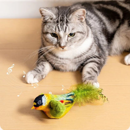 Interactive Bird Cat Toy – Realistic Sounds & Catnip – Wall-Mountable for Indoor Fun and Feline Enrichment