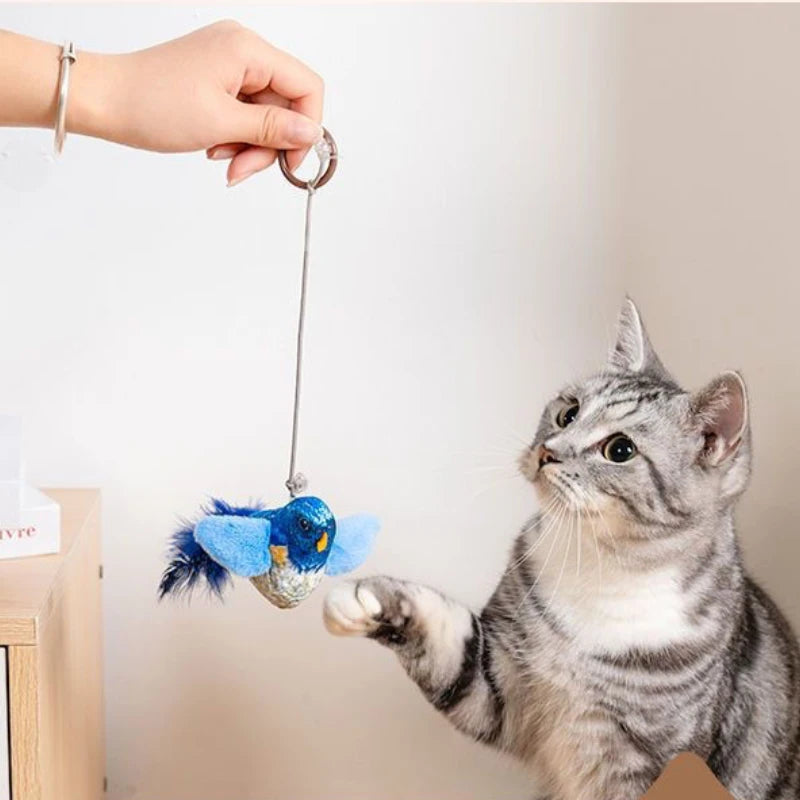 Interactive Bird Cat Toy – Realistic Sounds & Catnip – Wall-Mountable for Indoor Fun and Feline Enrichment