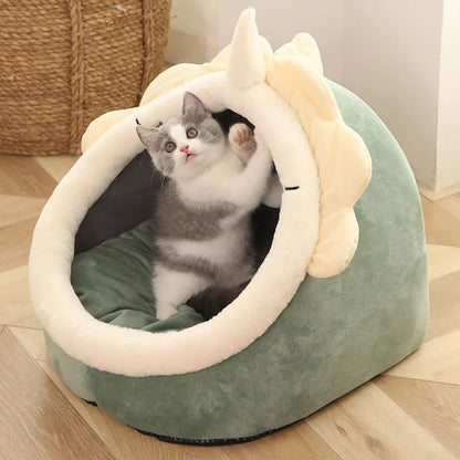 Cozy Cat Cave Bed – Foldable & Washable with Removable Cushion