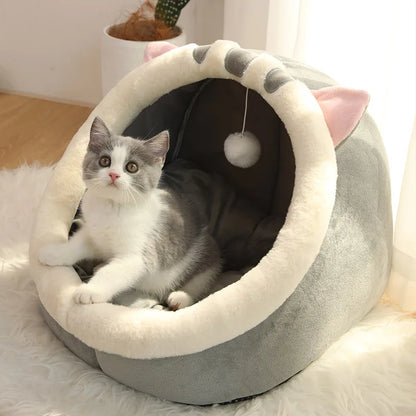 Cozy Cat Cave Bed – Foldable & Washable with Removable Cushion
