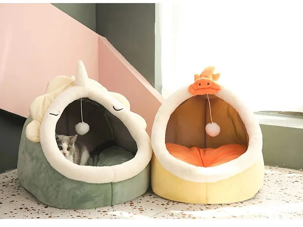 Cozy Cat Cave Bed – Foldable & Washable with Removable Cushion